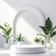 Sticker - White Podium With Plants.