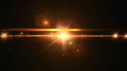 Wall Mural - Golden Starburst on a Black Background