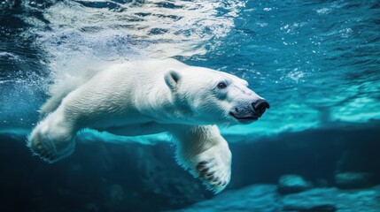 polar bear swimming underwater