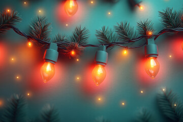 Aufkleber - Fragmented Christmas tree lights forming geometric patterns on a pastel green surface,