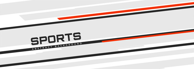 Sticker - White modern sports banner design with diagonal black and red lines. Vector abstract illustration sports background.