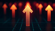 © sceneperfect - A dynamic collection of glowing arrows pointing upwards, symbolizing growth, success, and progress in a modern world.