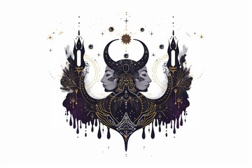 Wall Mural - Mystical duality cosmic surrealism art