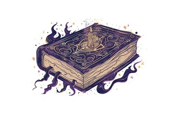 Wall Mural - Mystical enchanted book with candle