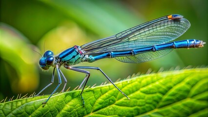 Blue dazzler damselfly resting on a leaf, damselfly, blue, insect, nature, wildlife, close-up, wings, colorful, beautiful