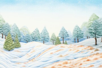 Wall Mural - Snowy forest winter landscape illustration