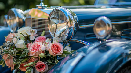 Wedding Car with Floral Bouquet