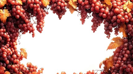 Wall Mural - Red Grapes Frame, Autumnal Vine Border