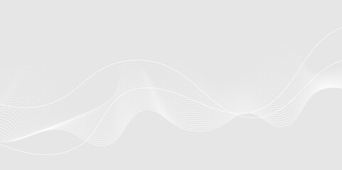 Abstract white wave dynamic curve lines on gray background. Energy technology concept modern backdrop design for business, presentation, banner.