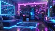© Beer AI - Futuristic Gaming Room with Neon Lights and Tech Wall
