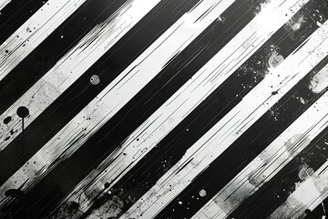 Wall Mural - A black and white striped background with splatters of paint