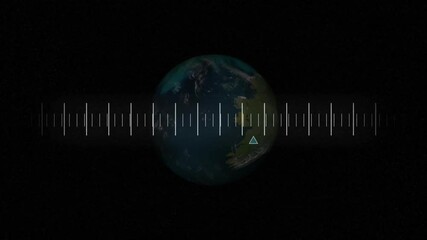 Wall Mural - earth rotating with measurement scale animation over black background
