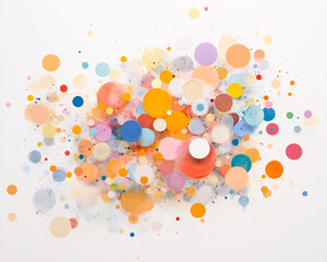 A colorful painting of many different colored circles. The painting is full of bright colors and has a lot of energy