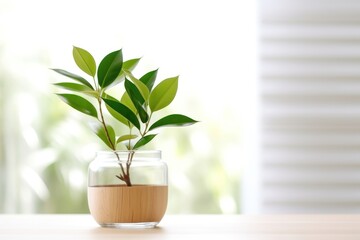 Canvas Print - Decoration plant table glass leaf.