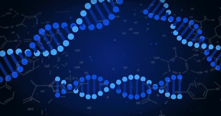 Poster - DNA strand and molecular structure animation on dark blue background