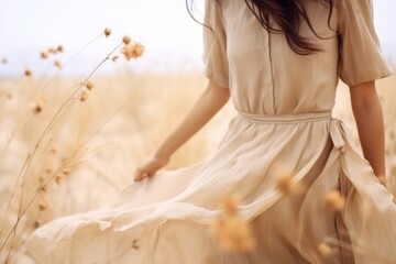 Sticker - Woman in flower field.