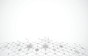 Wall Mural - abstract geometric boxes pattern dot line connection background. modern technology with square mesh.