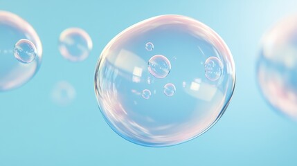 Wall Mural - a bubble is floating in the air with a blue background