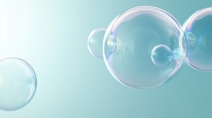 Wall Mural - a blue background with four bubbles in the foreground