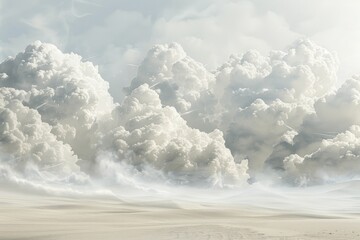 Wall Mural - Ethereal clouds over sandy desert