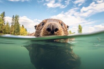 Canvas Print - Wildlife swimming outdoors animal.