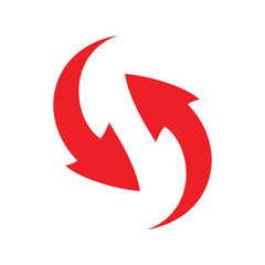 Wall Mural - this is a simple flat logo of two yin yang arrows forming a letter s in red color on a white backgro