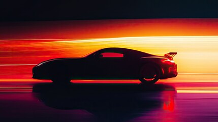 Wall Mural - Car silhouette with motion light effect