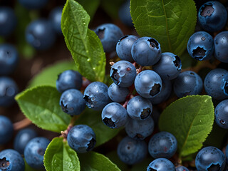 blueberries on a bush