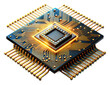 © David - Microchip with complex circuitry designs on transparent background