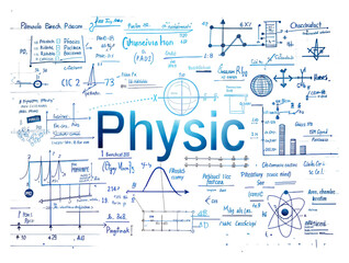 Physics notes: diagrams & formulas on transparent background