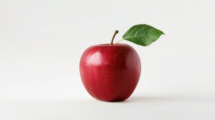 Poster - Red Apple with Green Leaf