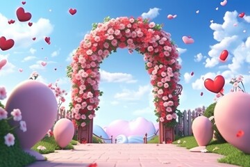 Wall Mural - Outdoors balloon flower architecture.