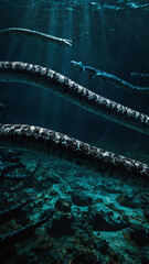 Sticker - sea snakes weaving through the water deep underwater background 