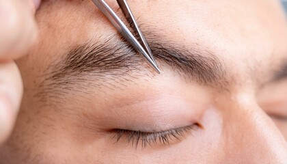 plucking hair from the eyebrow