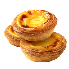 Three Golden Custard Tarts with Flaky Crusts