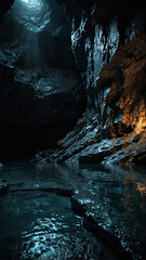 Wall Mural - glimmering surfaces in the deep nature cave background backdrop