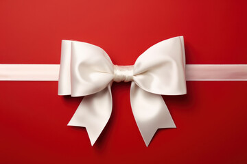 Canvas Print - close up photo of a big white bow on gift box.