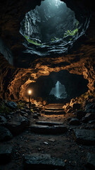 Poster - secret pathways of deep nature cave background backdrop