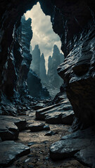 Wall Mural - strange rock formations deep nature cave background backdrop