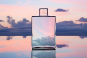 Poster - Bottle reflection cosmetics perfume.