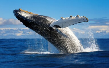 Humpback whale breaching in the ocean