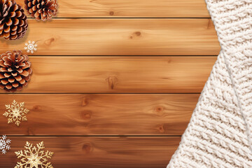 Poster - Christmas wooden table border background