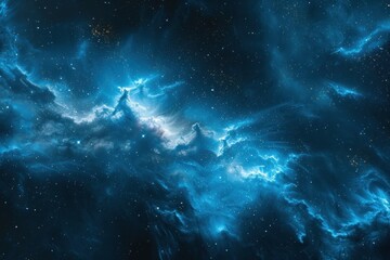 Poster - Mystical cosmic blue nebula