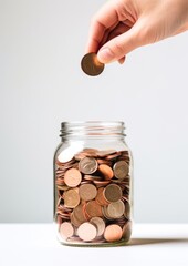 Wall Mural - Charity jar coin hand.