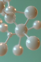 Wall Mural - close-up of white molecular structure model against green background