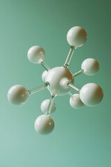 Wall Mural - abstract molecular structure model on green background representing science and chemistry concepts
