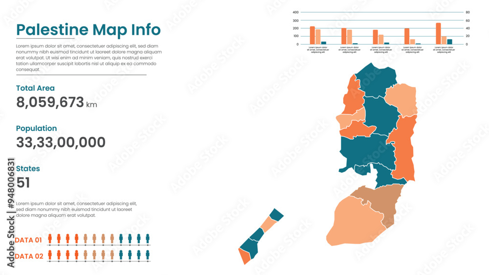 Palestine Political Map Of Administrative Divisions States Colorful Palestine Political Map Of Administrative Divisions States Colorful