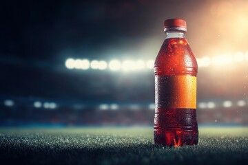 Canvas Print - Chilled beverage bottle on field