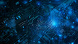 © waylan_design - Neon glowing digital technology circuit board in computer. Futuristic glowing bright blue color. Abstract connection concept presentation background Communication wireframe laser lines illustration