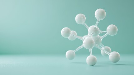 Wall Mural - abstract molecular structure model on a light blue background representing science and innovation